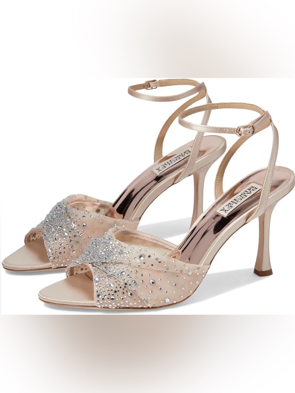 $245msrp Badgley Mischka “Cameryn” new Open-Toe Ankle-Strap Heel in Blush 8.5